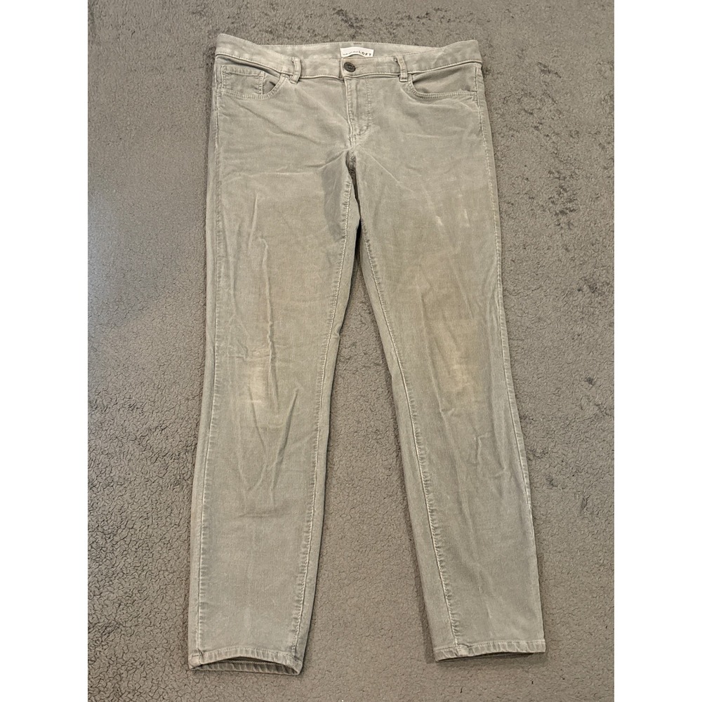 LOFT Curvy Skinny Corduroy Pants Womens 8 29 Light Grey Fine Wale Stretch